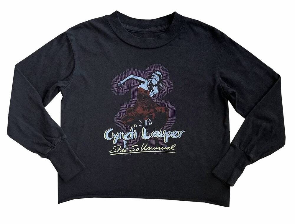 NEW ROWDY SPROUT kid's cyndi lauper long sleeve tee in black